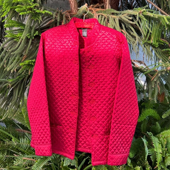 Carole Little Red Quilted Plush Jacket Coat | Oriental Flair | Medium - Picture 8 of 16